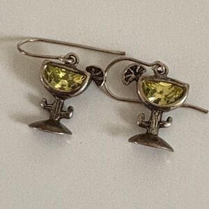 Silpada Margarita And Cactus Earrings .925 Silver and Peridot Retired